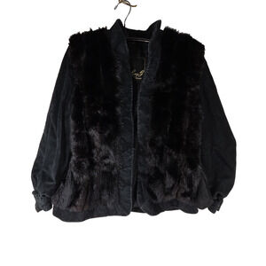 O & G The Original Ins Brown Faux Suede Faux Fur Pockets Short Jacket Sz M M